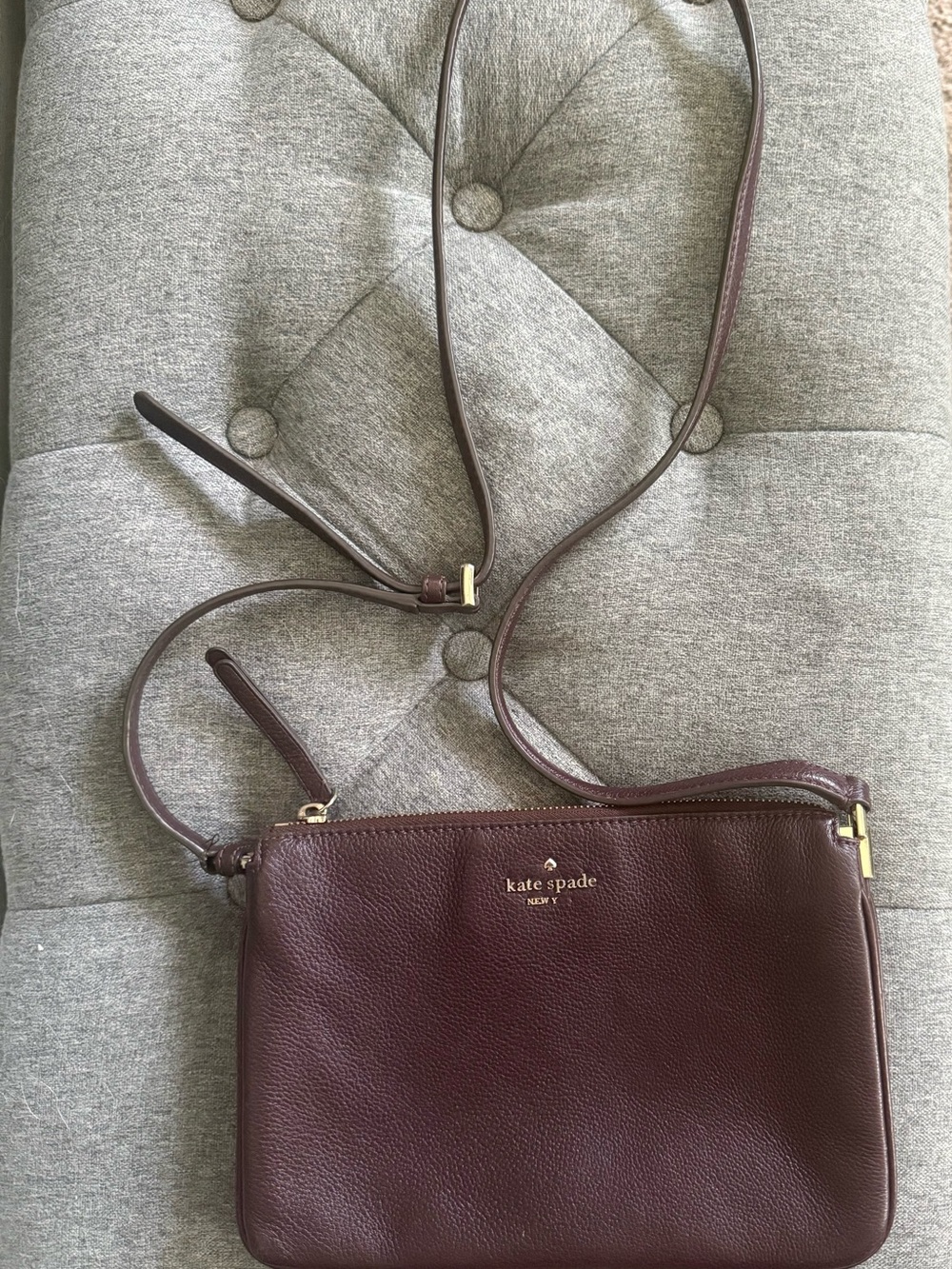 kate spade New York Pebbled Leather Crossbody Bag in Burgundy